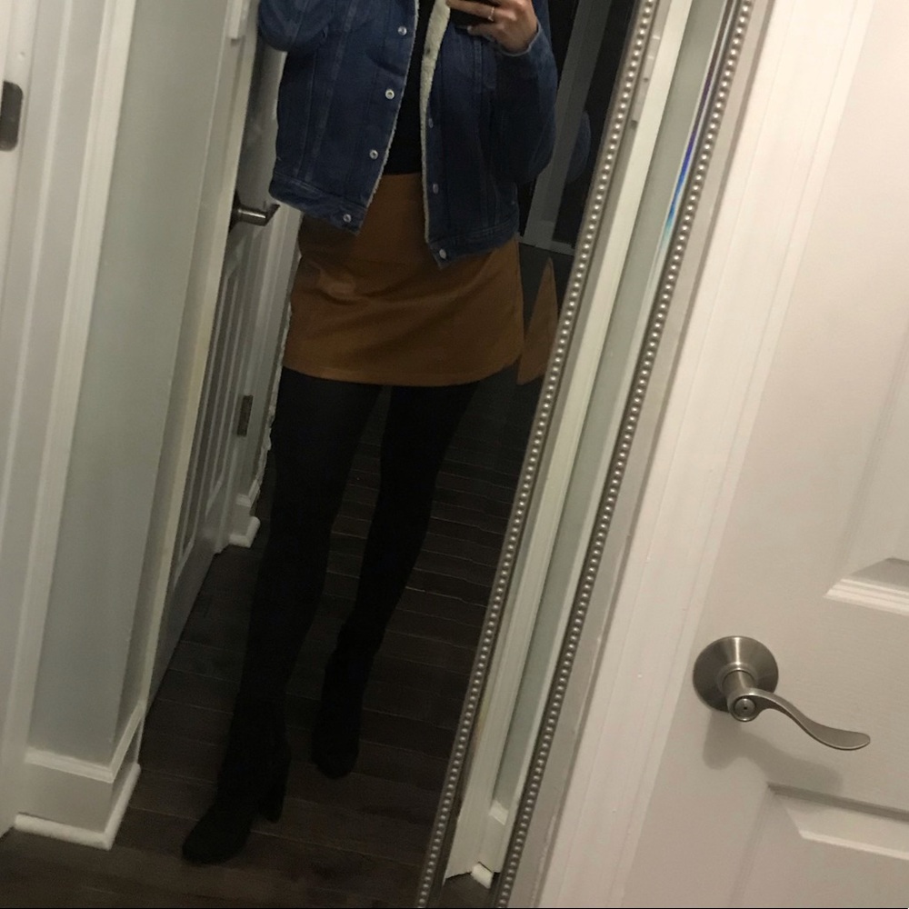 Camel Faux Leather Skirts - Picture 5 of 5